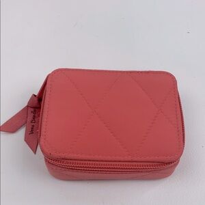 Vera Bradley Pink Coral Quilted Pill Medicine pouch Bag Zip around Floral NEW